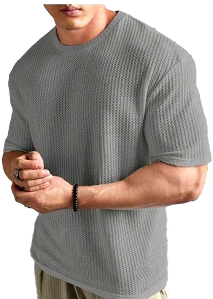Men's Grey Waffle Knit T-Shirt
