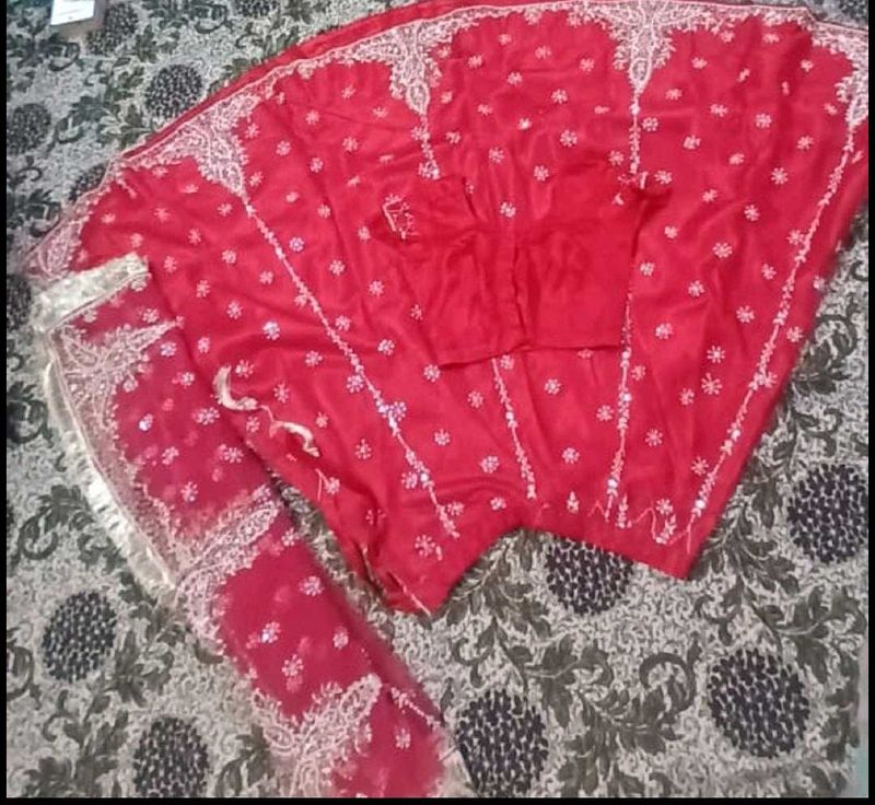 Red Embroidered Lehenga Choli Set