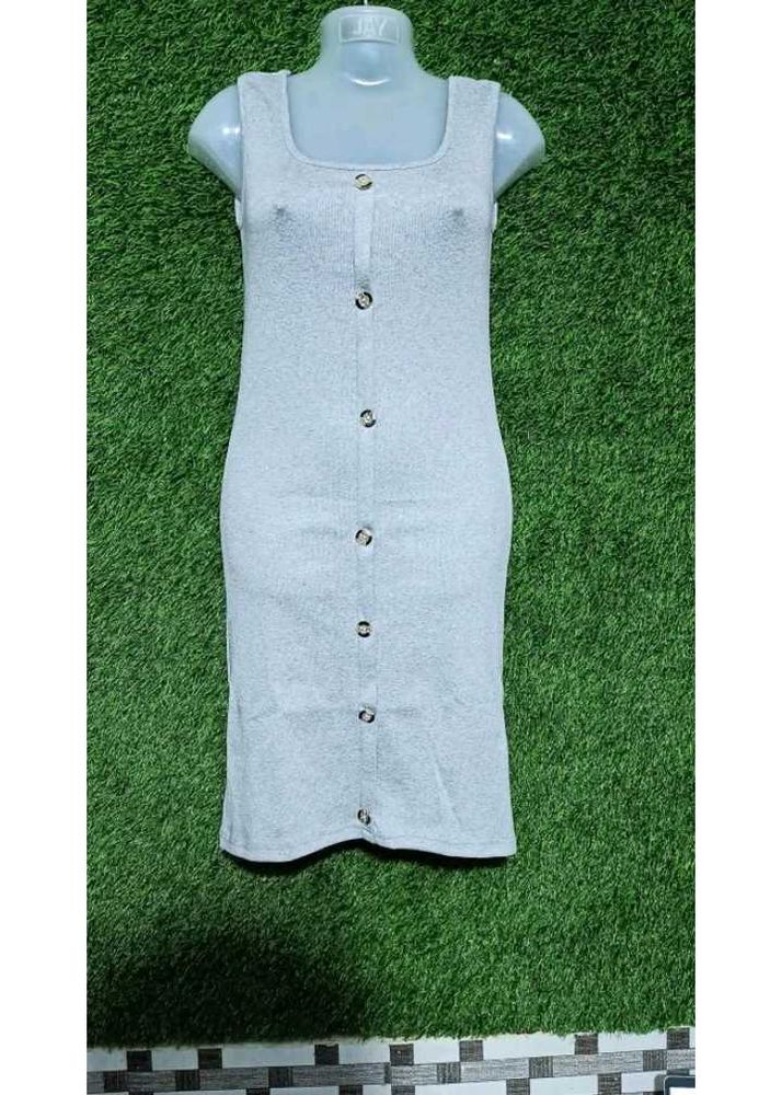 Grey Button-Down Dress