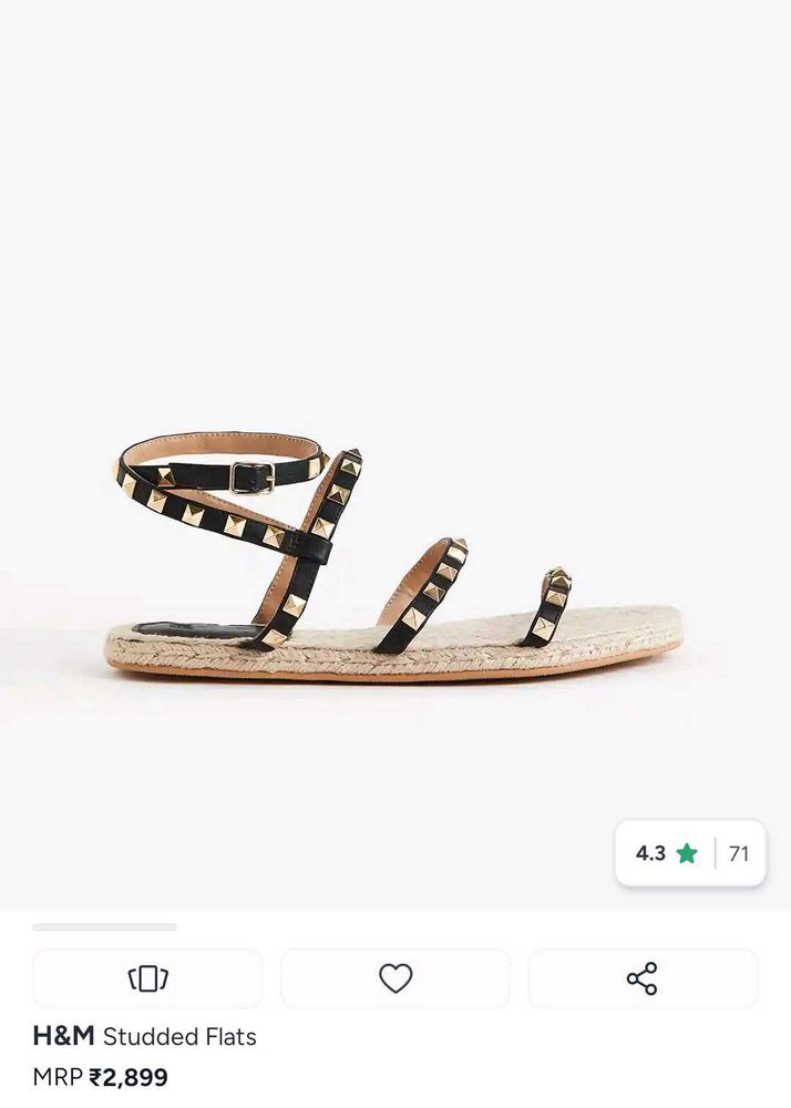 H&amp;M Studded Black Flat Sandals
