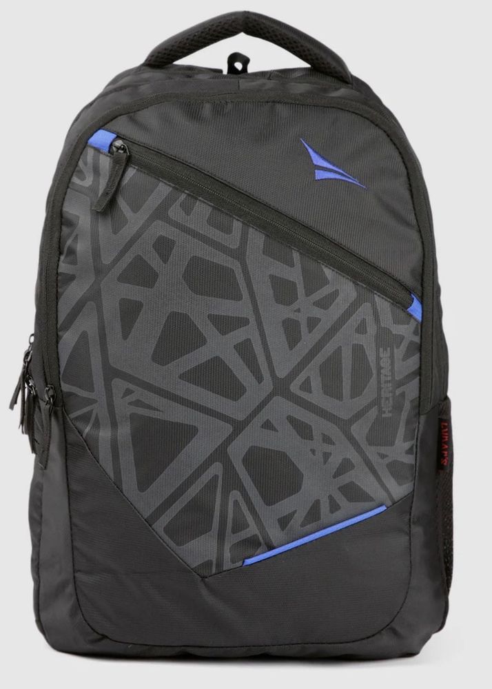 Stylish Grey Backpack with Geometric Design