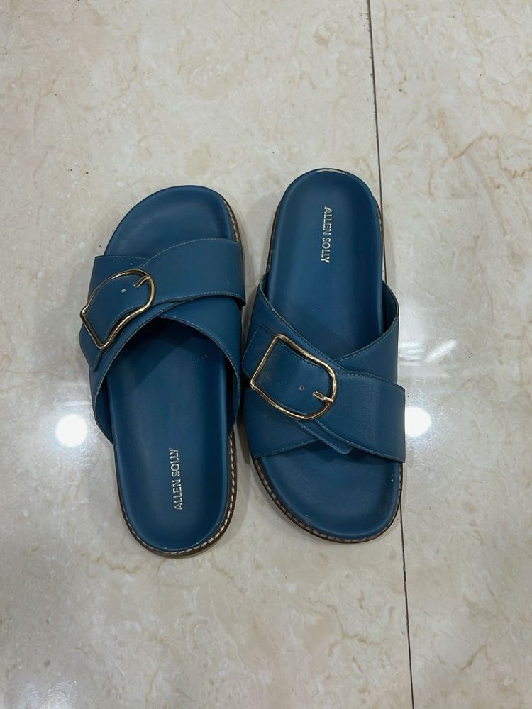 Allen Solly Blue Buckle Slides