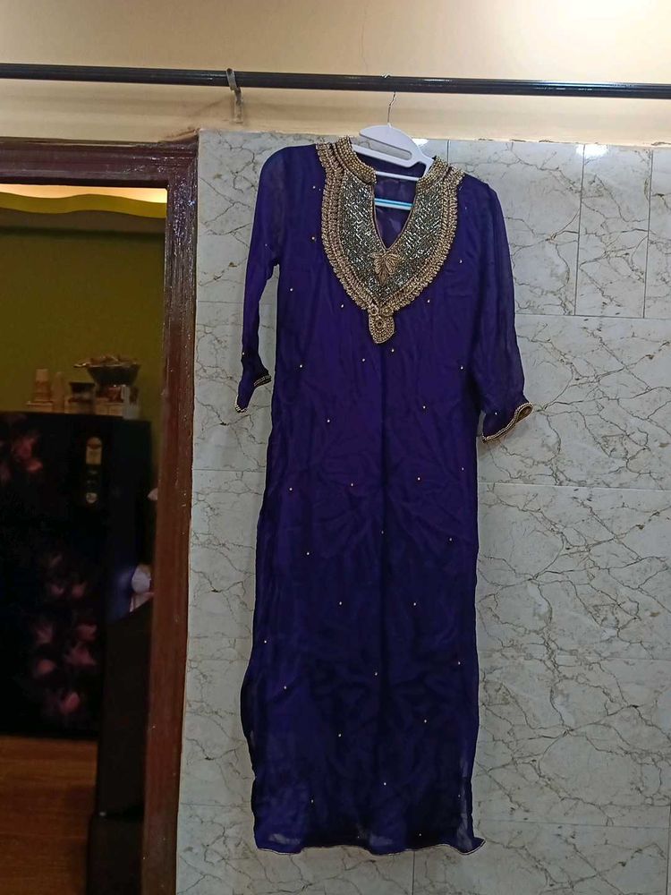 Embellished Royal Purple Kurta &amp; Dupatta Set