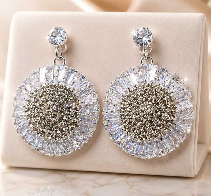 Sparkling Round Drop Earrings