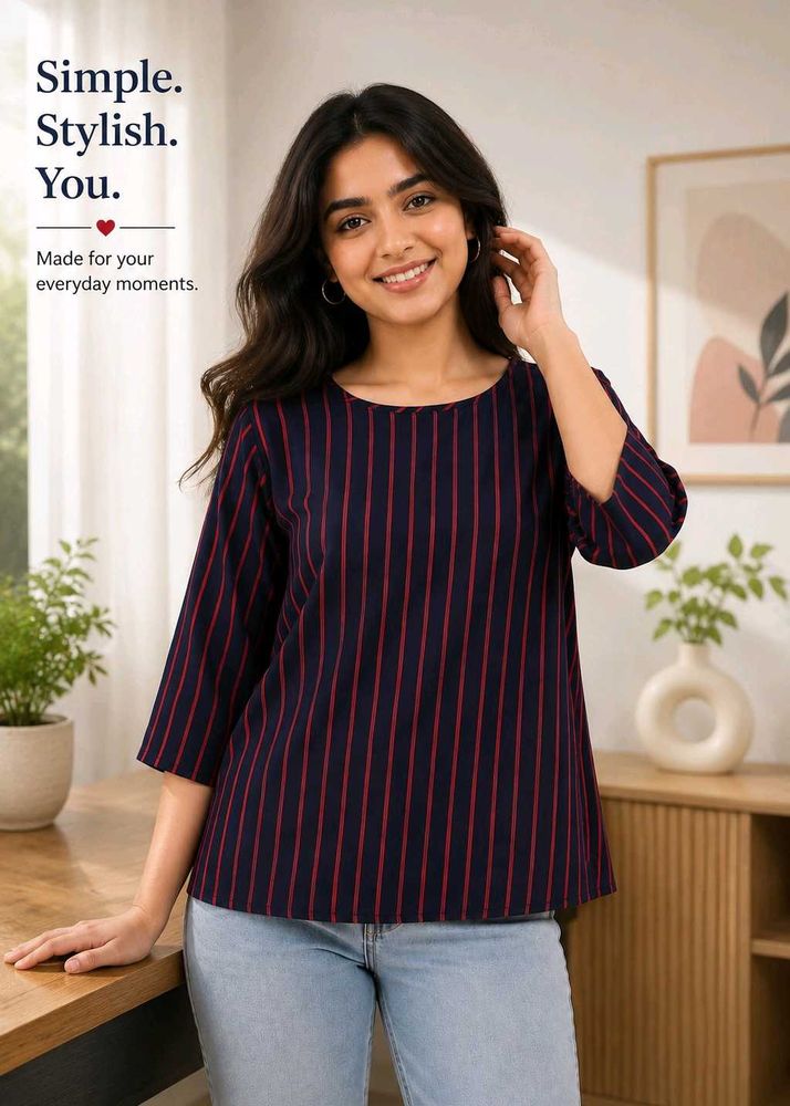 👚Striped Navy &amp; Red Top