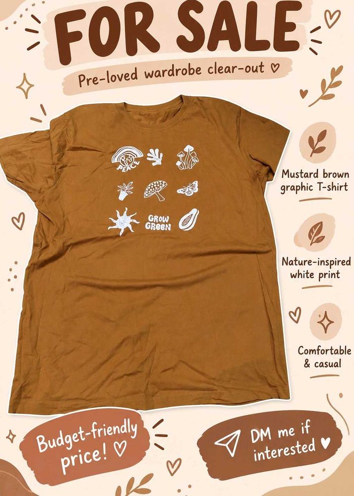 Mustard Brown Graphic T-Shirt