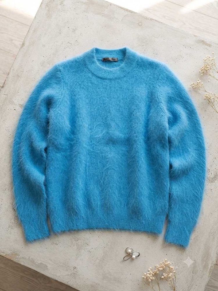 Cozy Blue Fuzzy Sweater