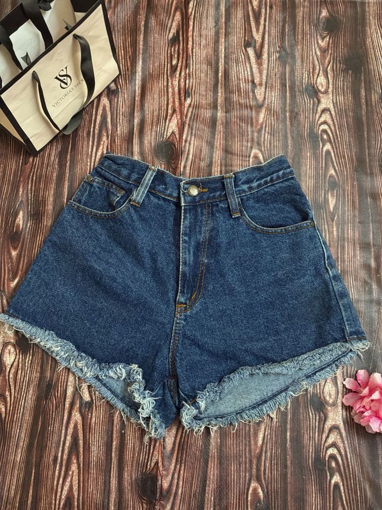 Distressed Denim High Waisted Shorts