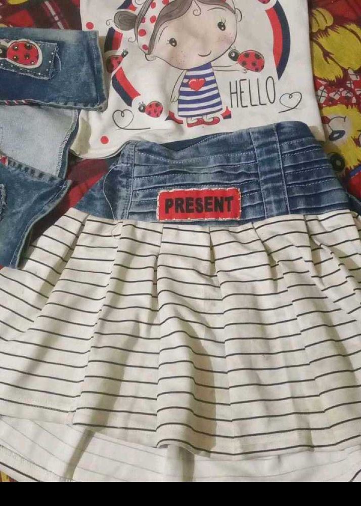 Cute Girls Outfit Set Frock Combo