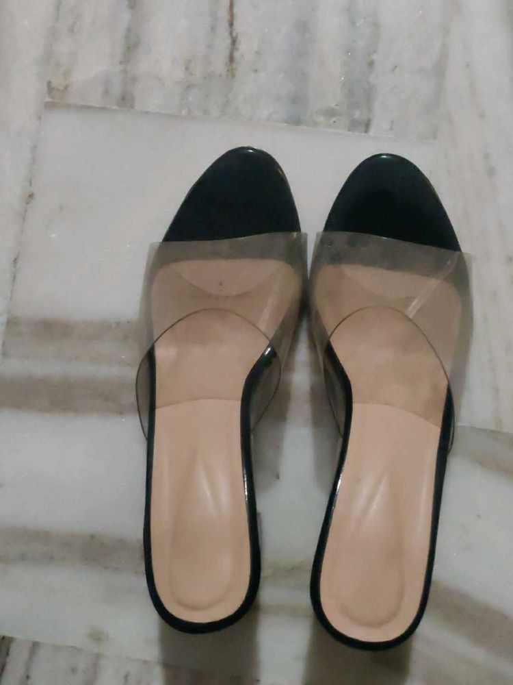 Black Classic Transparent Heels