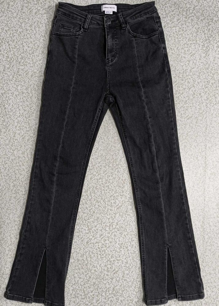 Dark Wash Flare Jeans with Slits