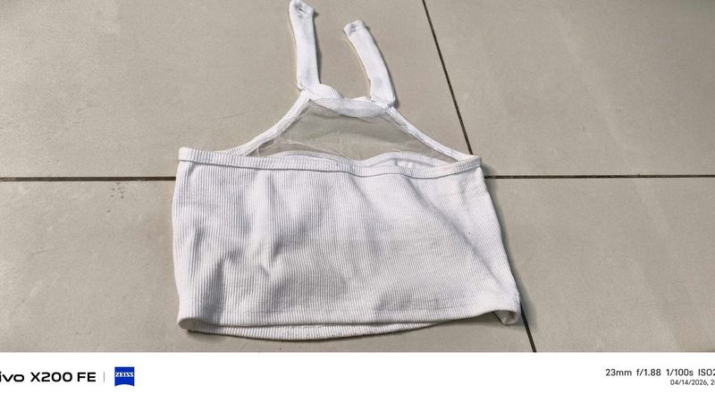 White Ribbed Crop Top