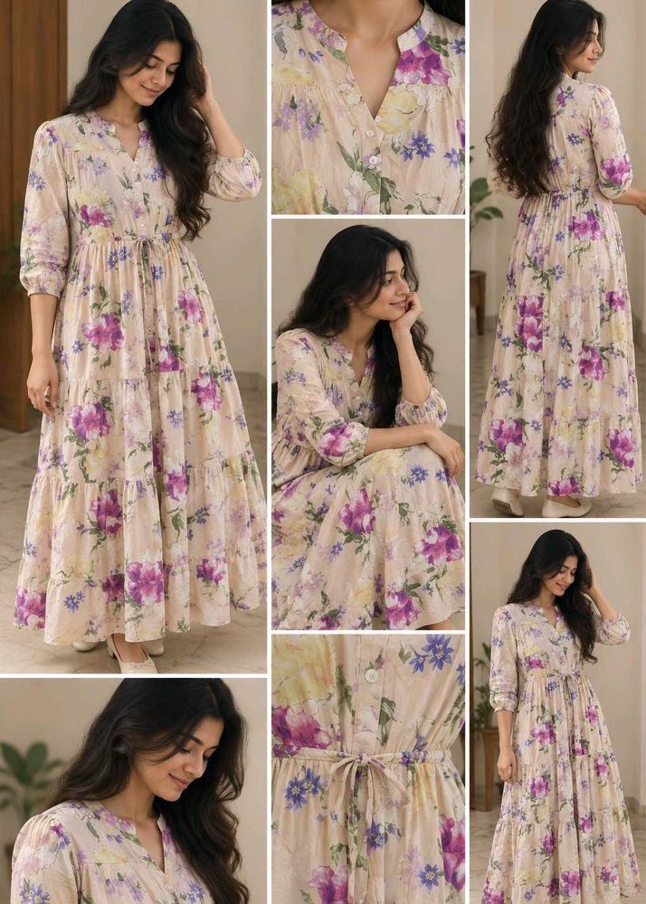Elegant Floral Tiered Maxi Dress