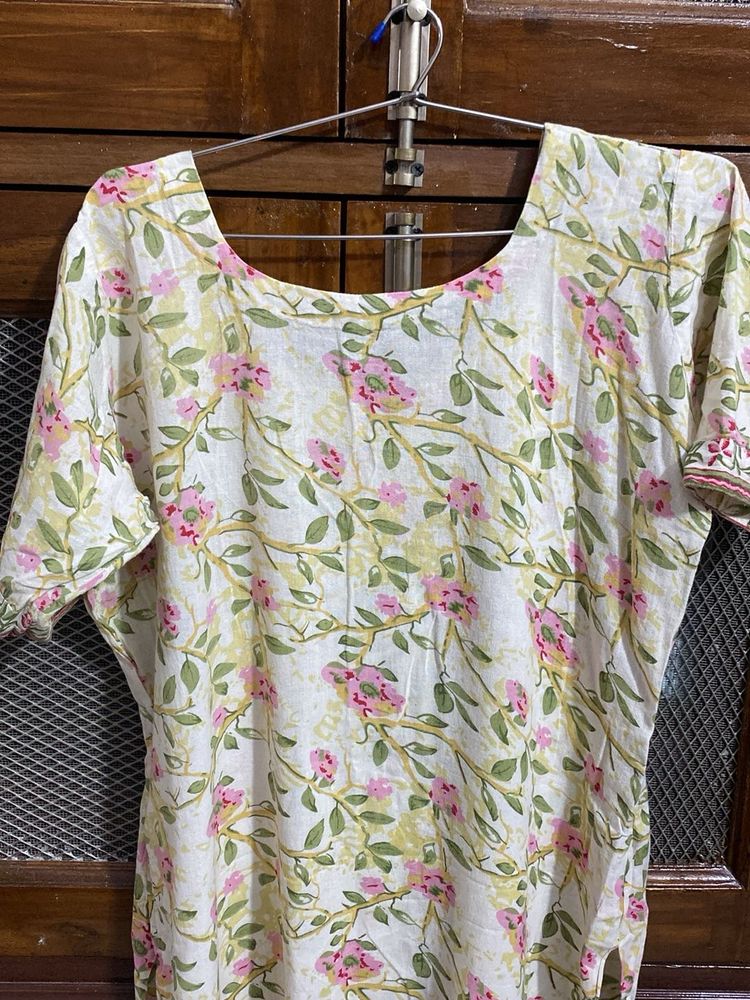 Cream kurta set without dupptta