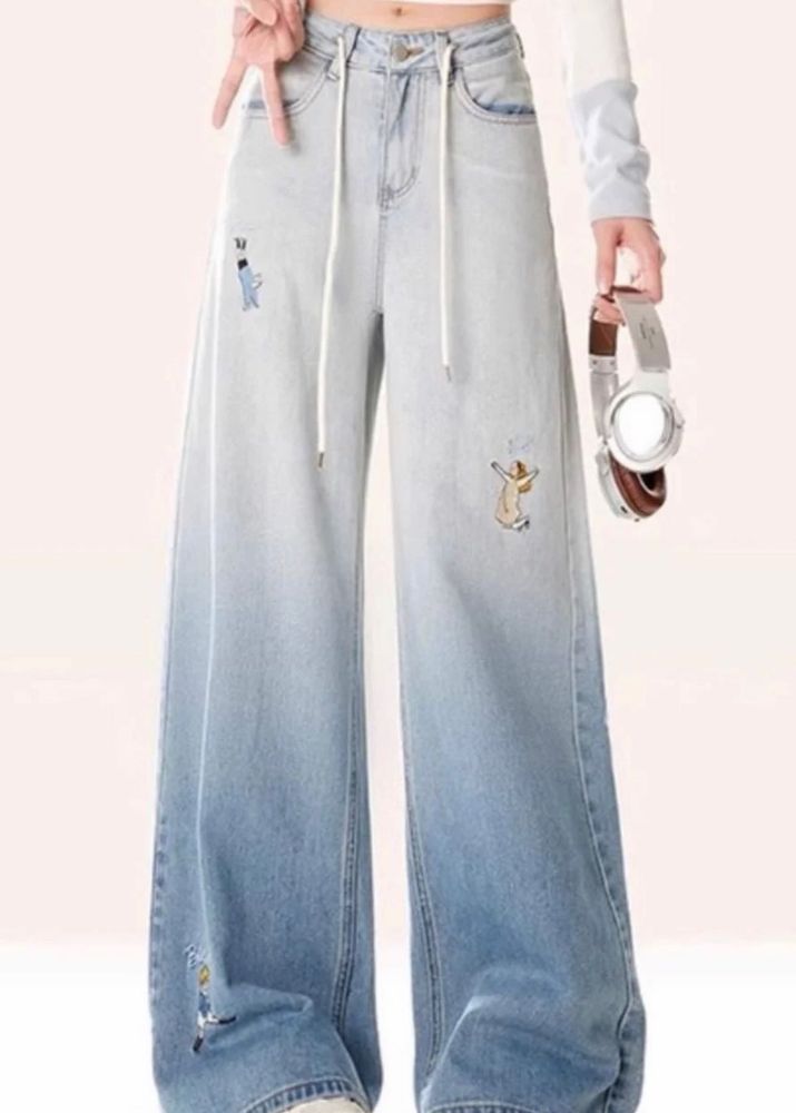 Wide Leg Jeans with Ombre Wash