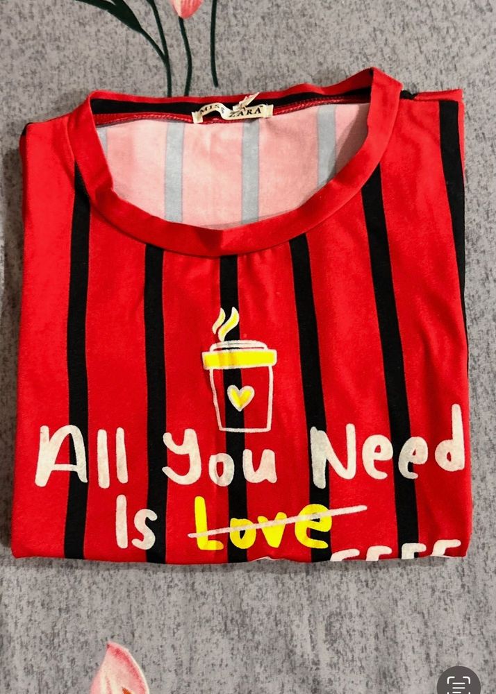 Red Striped Graphic T-Shirt