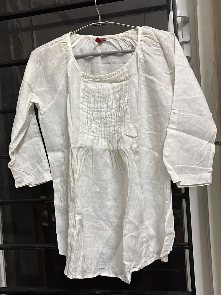 Linen White Tunic Top