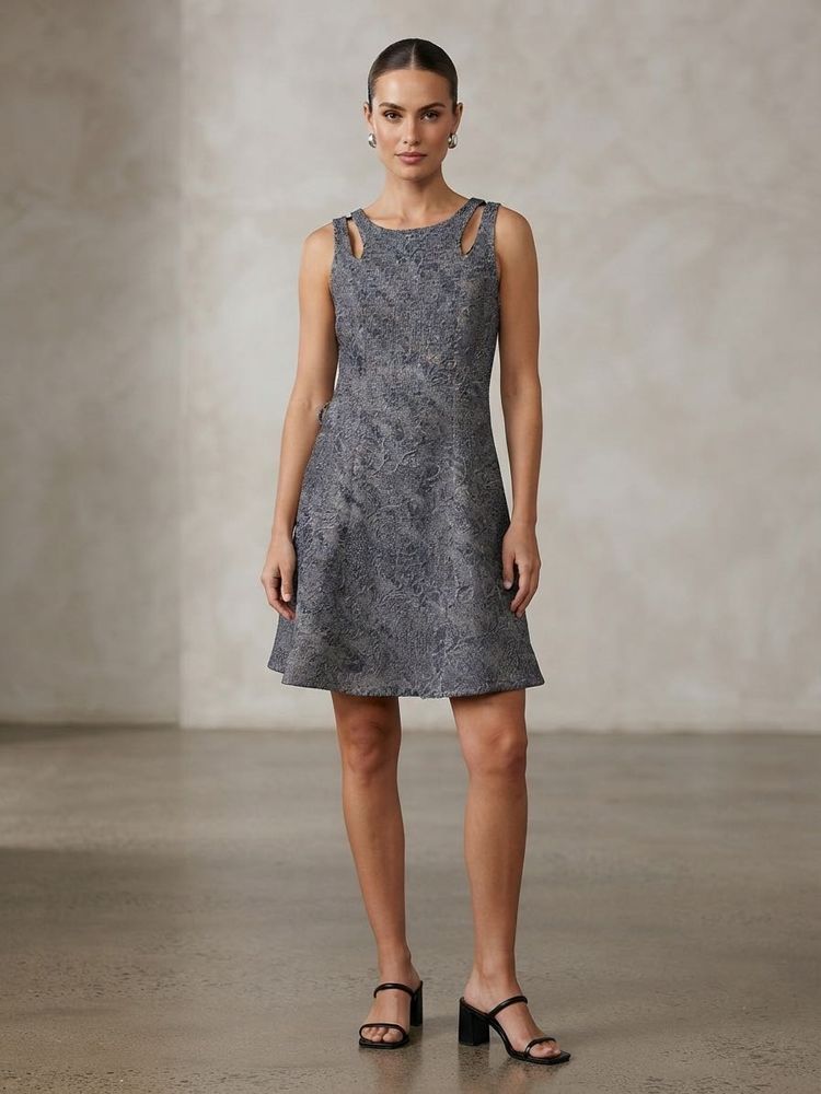 Latin Quarters- Sleeveless Textured Grey Dress