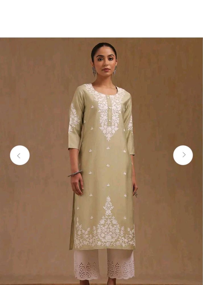 Green chex Embroidered Kurti