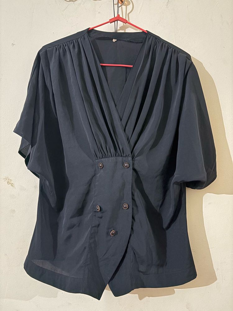 Elegant Black Button-Down Blouse
