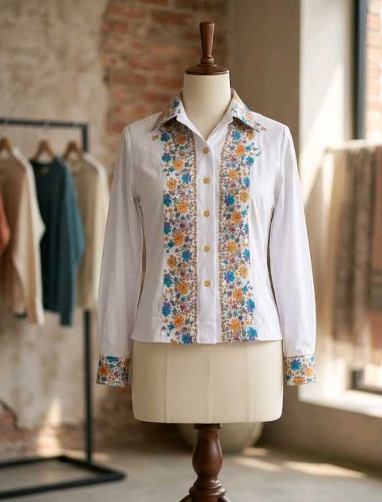 white long sleeve button up shirt