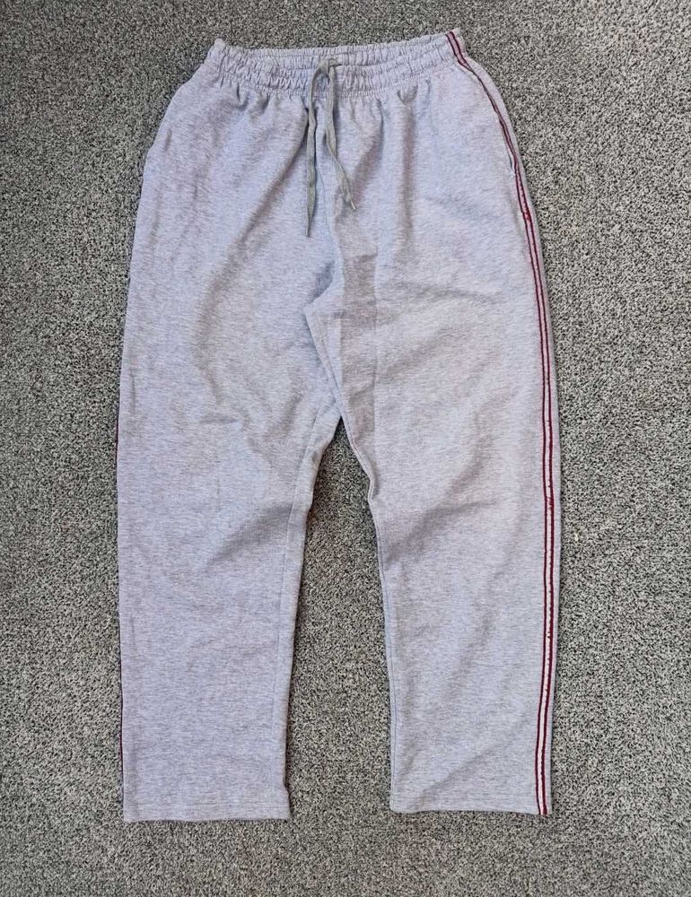 Comfy Gray Track Pants with Striped Detail