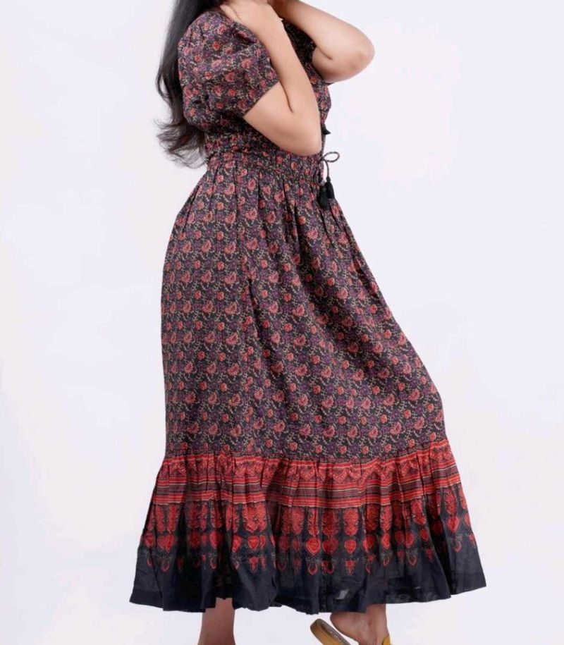 Bohemian Floral Print Midi Dress