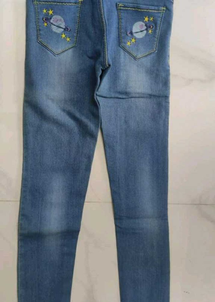 Cute Planet Embroidered Jeans
