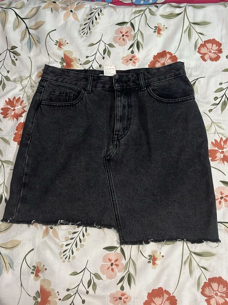 Grey Denim Skirt