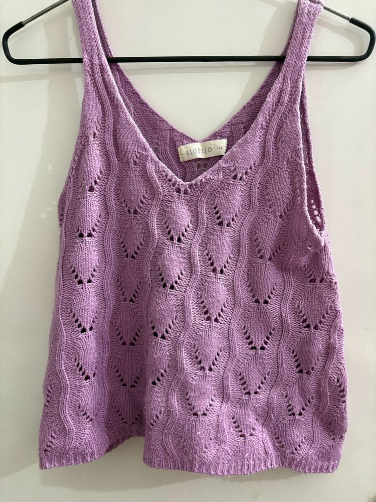 Lavender Knit V-Neck Tank Top
