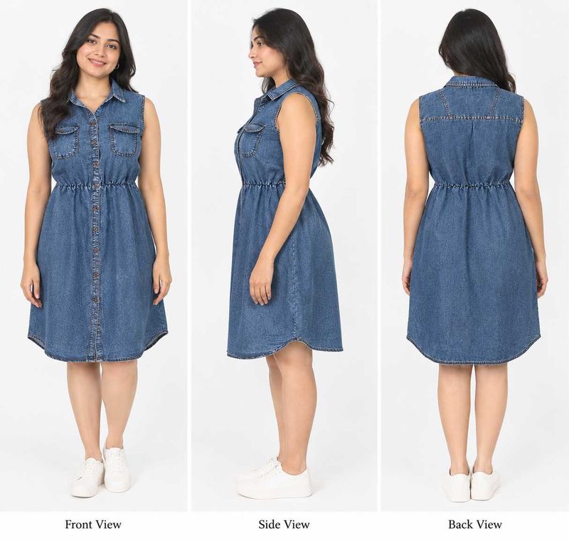 FIT AND FLARE DRESS -Denim Shirt style
