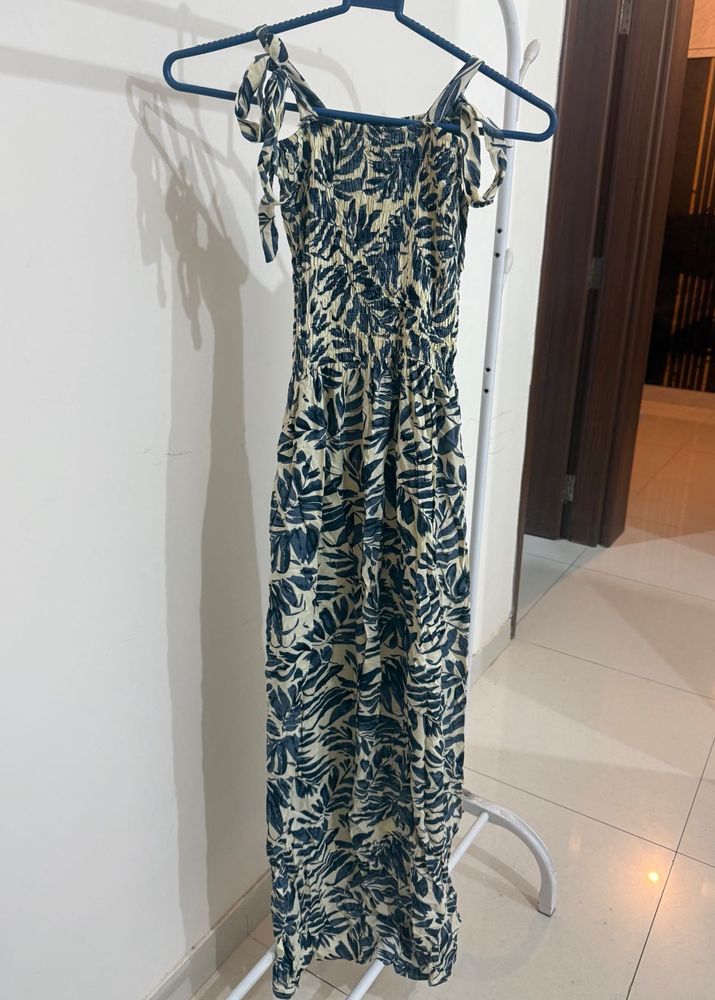 Free-size Boho Leaf Print Maxi Dress