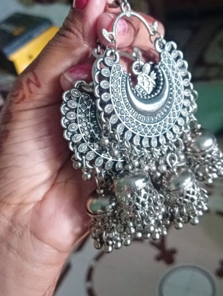 Combo Baliya Set of 4- Silver Jhumka Earrings