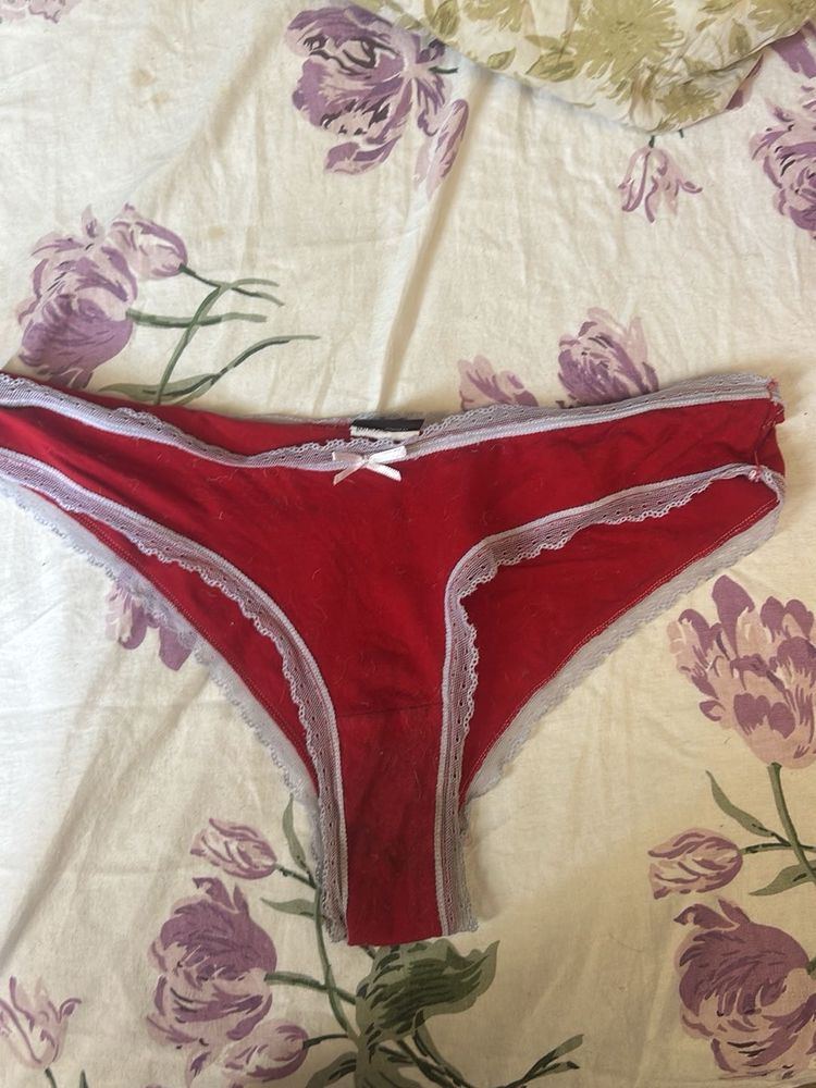 Red Lace Trim Panties