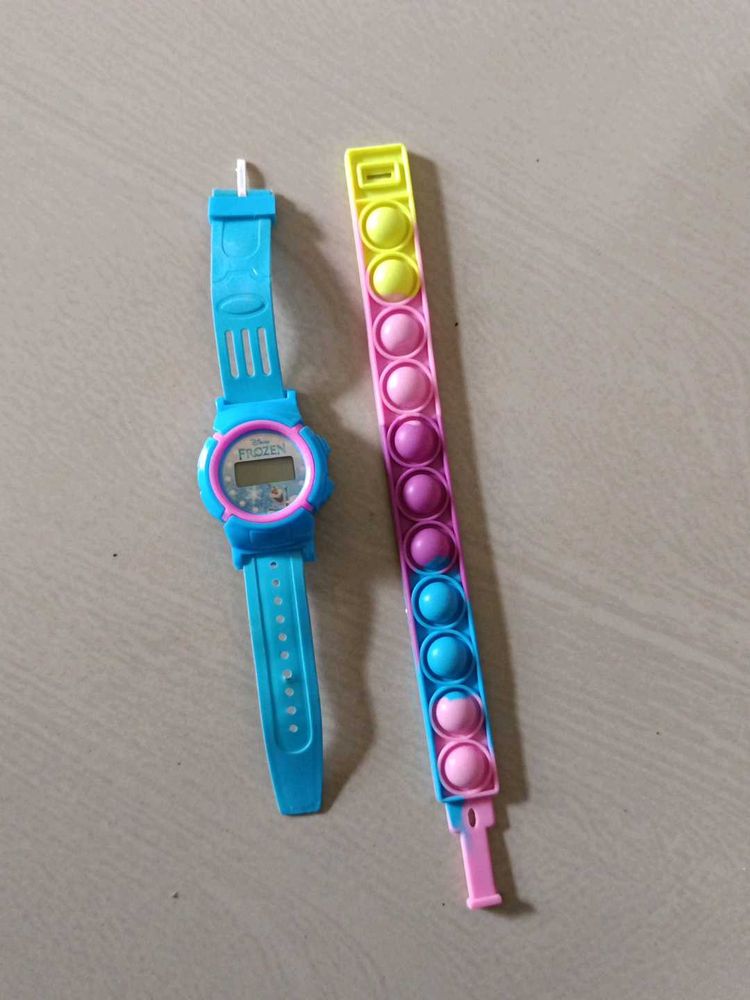 Frozen Digital Watch &amp; Pop It Bracelet