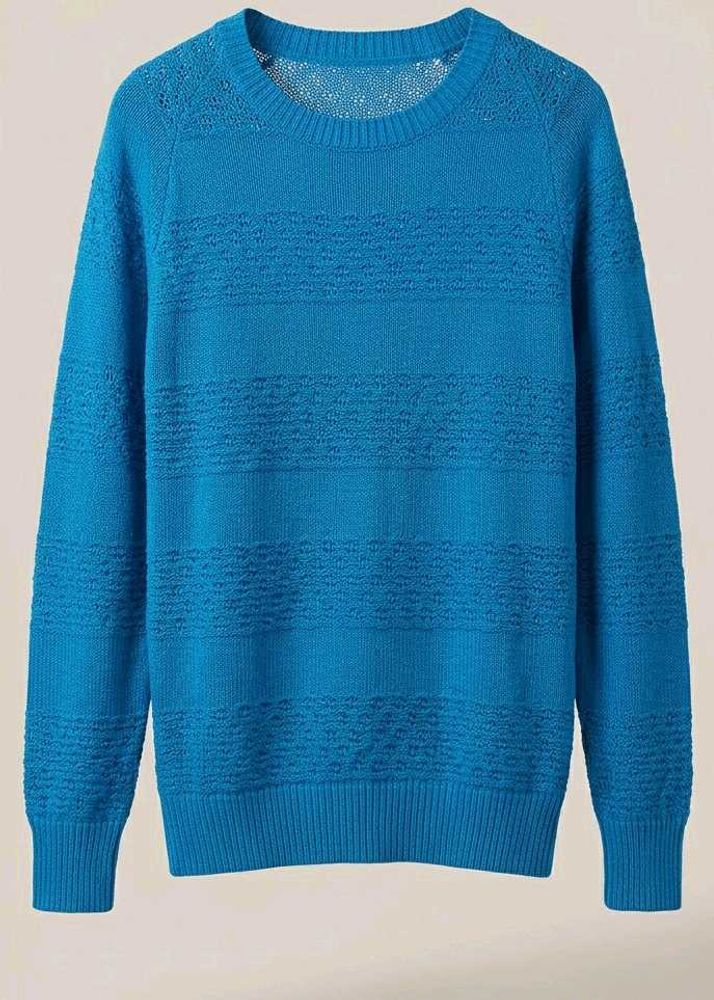 Blue Textured Knit Sweater