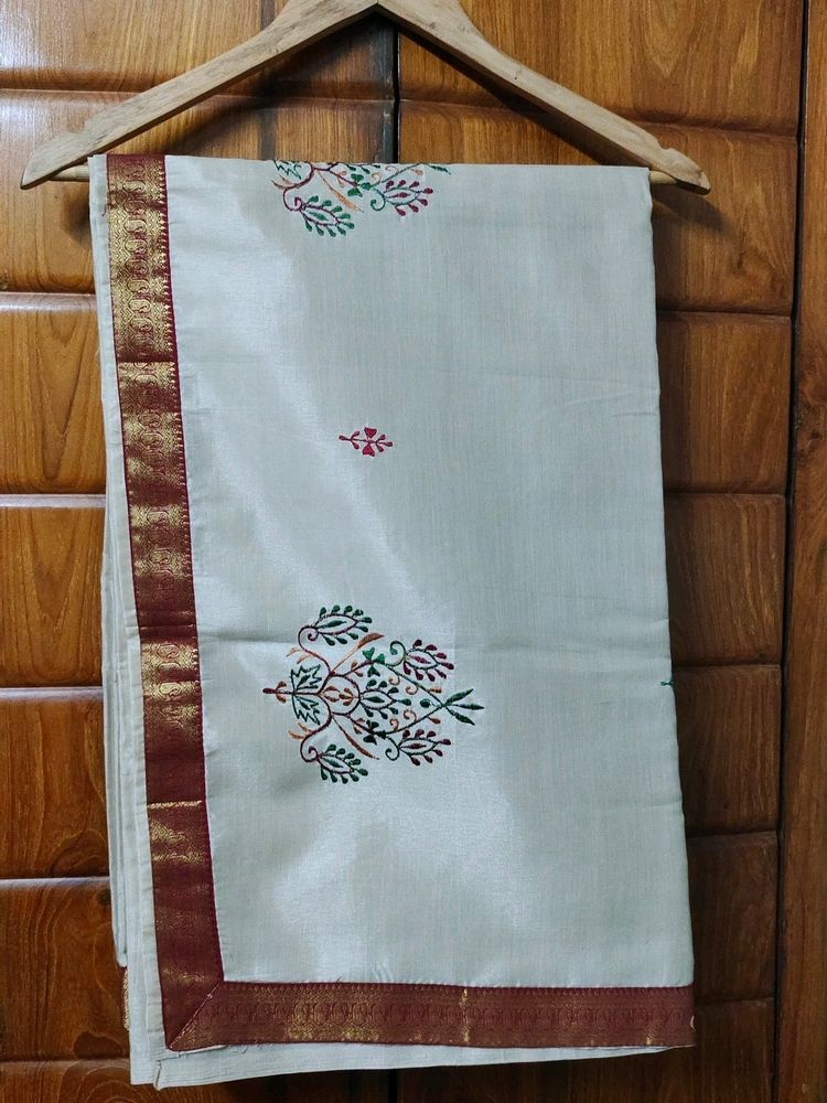 Brand New|Bhagalpur Silk With Embroidery|W/o Blouse