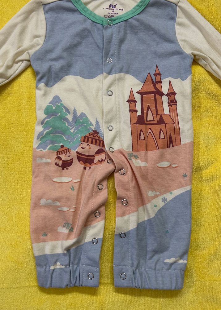 Cute Castle Print Baby Romper