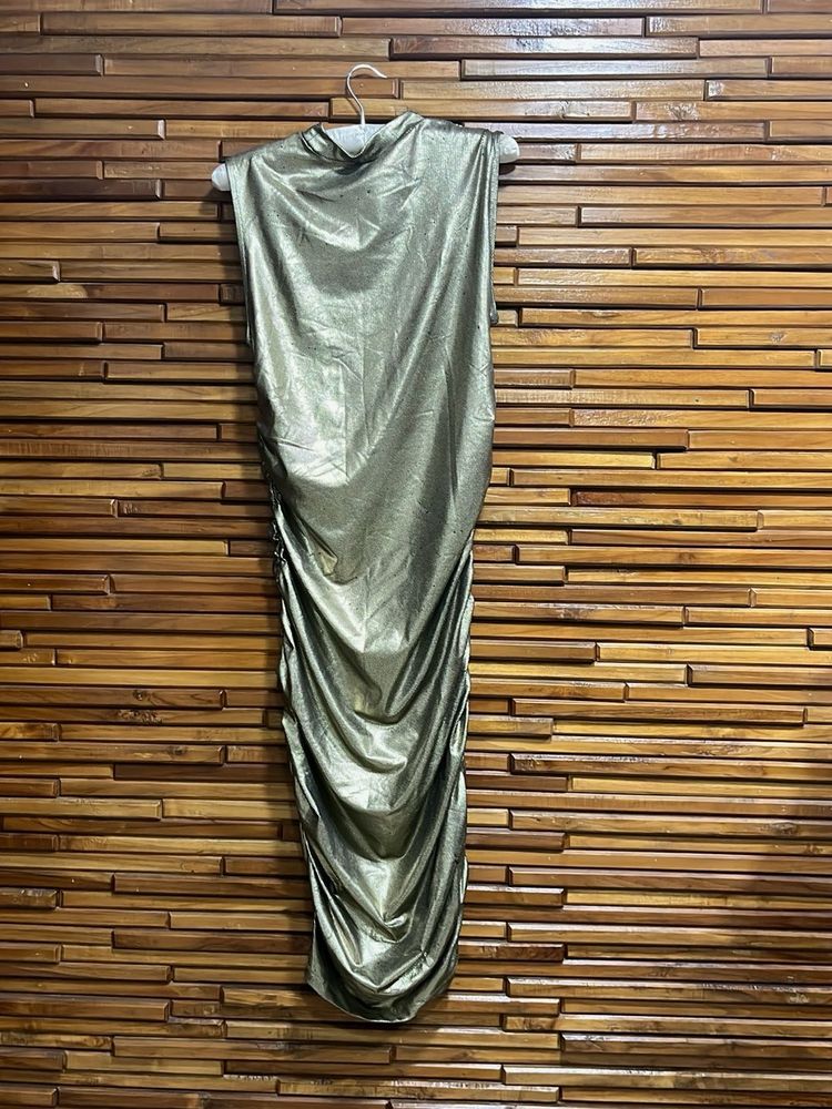 Shiny Ruched Midi Dress