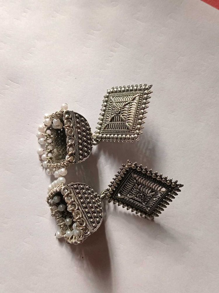Oxidized Jhumka Earrings