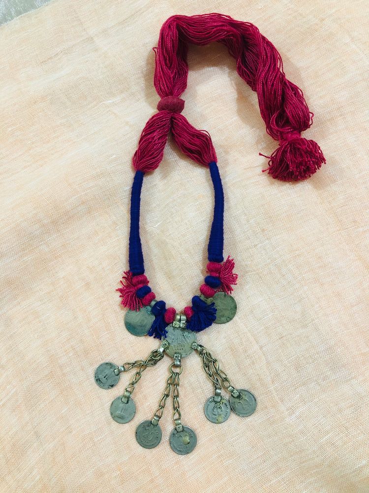 Tribal fringe coin necklace