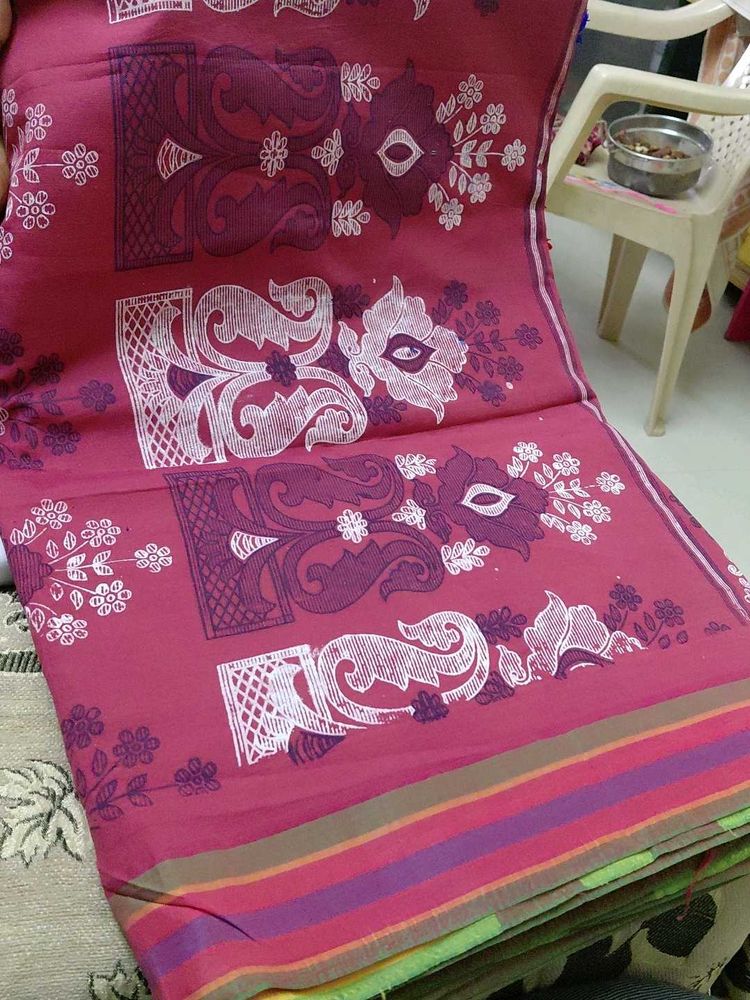 Beautiful Pink Saree with Floral Print