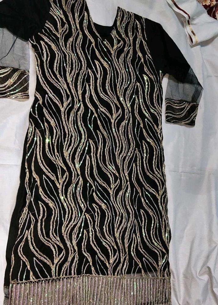 Sparkling Black Kurta with Sequins