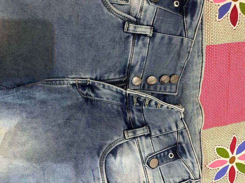 High Waisted Blue Denim Jeans