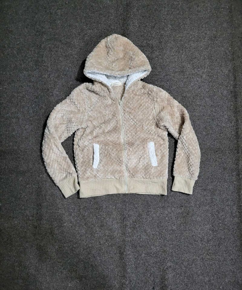Cozy Beige Fuzzy Hoodie