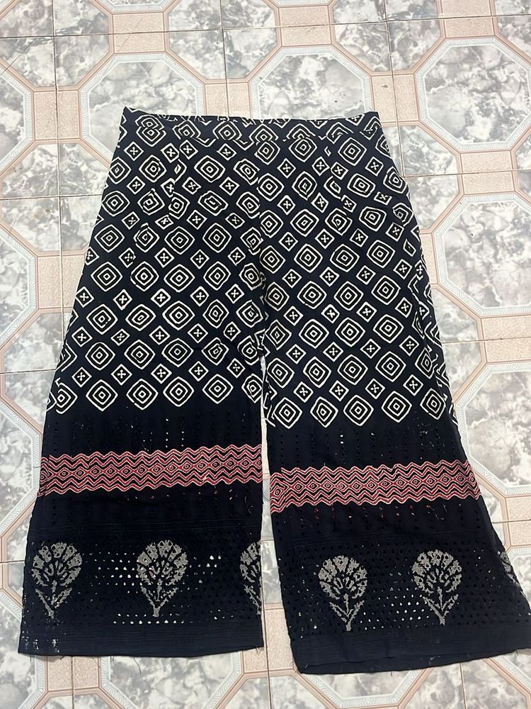 Stylish Black Palazzos with Unique Print