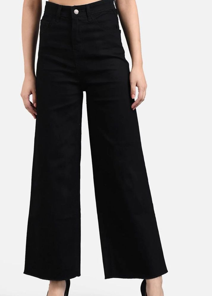 Black Wide Leg Denim Pants
