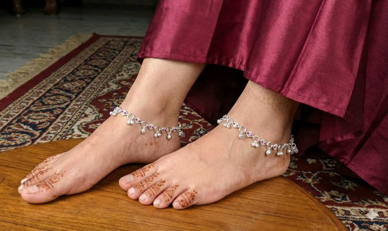 Real Silver Anklet with Bells