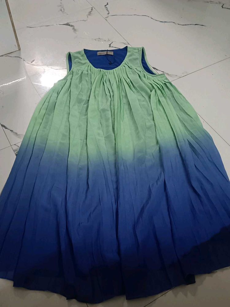 Ombre Pleated Maxi Dress
