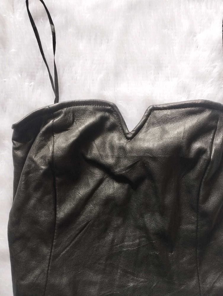 Black Faux Leather Top